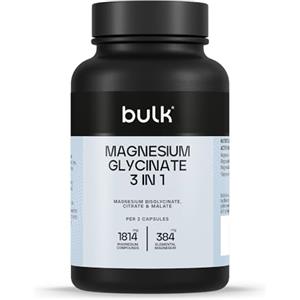 Bulk Magnesio 3-in-1 Complex | 1800mg alto assorbimento | Integratore di magnesio a tripla forza bisglicinato, citrato, malato | Supporta la funzione muscolare, l'energia e il recupero | 90 compresse