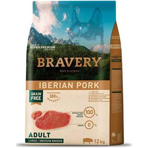Bravery Adult Crocchette per Cani Medium-Large con Maiale Iberico - 12 kg, Grain Free e Ipoallergeniche
