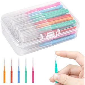 Carehabi 30 scovolini dentali, scovolino denti con scatola, scovolini denti per la pulizia degli spazi interdentali, ideali per apparecchi ortodontici e impianti per l'igiene orale (5 colori in 1 scatola)
