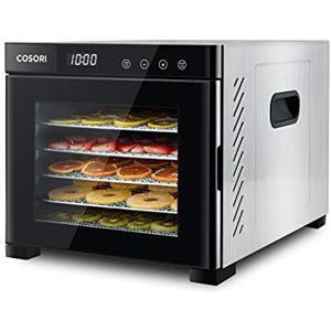 COSORI Essiccatore Alimentare per Funghi,Frutta e Verdura, Acciaio Inox, Nero,6 Vassi,50 Ricette,Timer 48h,35°-75℃,3 Basi per Rulli Frutta,3 Setacci a Rete,Lavabile in lavastoviglie, CP267-FD