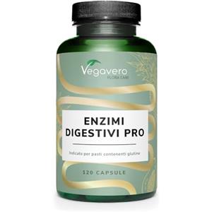 Vegavero ENZIMI DIGESTIVI Vegavero® | Con Bromelina, Papaina, Amilasi, Lipasi, Cellulasi e Prolil-oligopeptidasi | Per Digestione e Gonfiore | 120 Capsule Gastroresistenti | Vegan | Senza Additivi