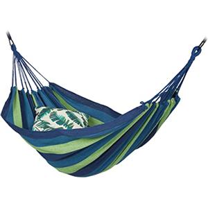 Relaxdays Amaca da Giardino in Cotone, Sedia Sospesa con Moschettone e Custodia LxP 240x150 cm, Fino a 200 kg, Blu Verde