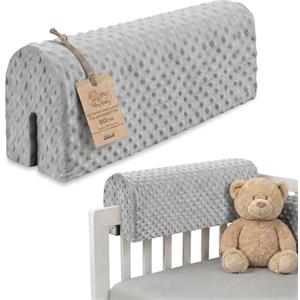 Totsy Baby Paracolpi lettino neonato antisoffoco 80 cm - Protezione schiuma per lettino fasciatoio e culla per i bordi del letto o della culla per bambini da 1 a 3 anni Grigio Chiaro