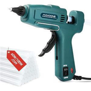 MAXDONE Pistola Colla a Caldo 60W & 100W & Chiudi con un clic, Pistola Grandi Colla a Caldo Professionale con 12 stick di colla a caldo da 11 mm, per Arte DIY a Scuola Riscaldamento Rapido