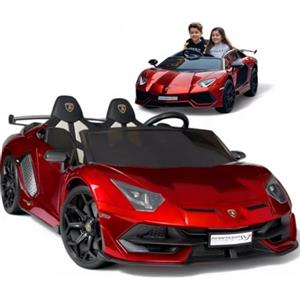 FINOOS macchina elettrica per bambini Lamborghini Aventador 24V, 2 posti, con telecomando 2,4Ghz, 2 x 24V 200Watt, 2-6 anni (Rosso)