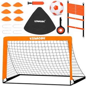 Yimore Porta Calcio Bambini 120×90×90 CM Pieghevole da Porta da Calcio per Giardino con Accessori Allenamento e Borsa Regalo per Bambini e Adolescenti