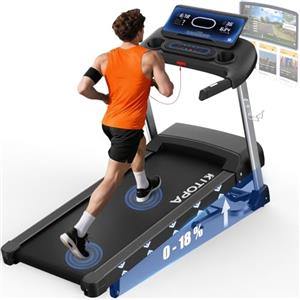 Kitopa Tapis Roulant Professionale, Tapis Roulant Pieghevole da 7 CV con Livelli di Inclinazione del 18%, 20KM/H(12 MP/H), Compatibile con App, Capacità di peso 180KG,Display LED, Sensore di