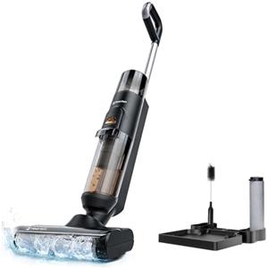 Hearten Lavapavimenti senza Filo,Scopa Elettrica Lavapavimenti Smart 3 in 1, Aspira e Lava, Auto-Pulente, Anti-Groviglio, Display LED - 0,7 mm, Regolazione Automatica, Per Peli Animali scrubber