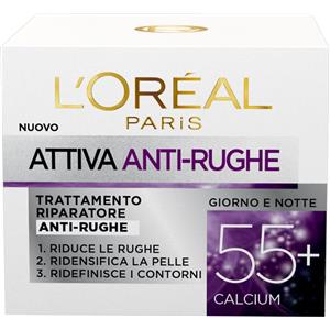 L'Oréal Paris Crema Viso Antirughe 55 con Calcio - Trattamento Riparatore Giorno e Notte, 50 ml