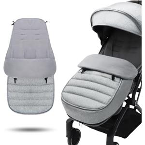 POMFAEE Sacco Passeggino Universale， Coprigambe Termico Universale per Passeggino，Fodera in Caldo Pile，Sacco Passeggino Universale Doppia Cerniera, grey