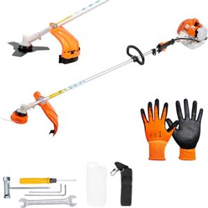 maryse Decespugliatore a Scoppio Professionale 52cc 2 Tempi - Multifunzione 2 in 1 con Testina Tap & Go 2mm e Disco in Acciaio a 3 Denti - Tagliaerba a Benzina, Sistema Antivibrante e Avviamento Facilitato