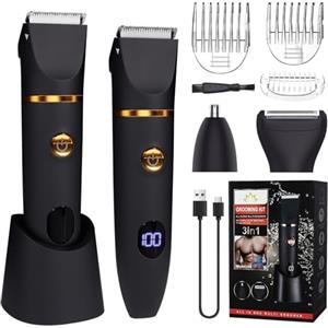 XUNIVERS Tagliacapelli Uomo Professionale, Portatile Rasoio Elettrico Barba, Macchinetta per Capelli, Cordless Regolabarba Uomo, USB Ricaricabile Trimmer Barba Kit con Display LCD per Capelli 3 in 1