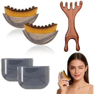 SYTTNUM Spazzola Viso Per Il Contorno Linfatico Massaggiatore Linfatico Per Viso,Spazzola Viso a Secco Per Alleviare Con l'Affaticamento Strumento Per Massaggio e Dry Brushing (3 Brown)