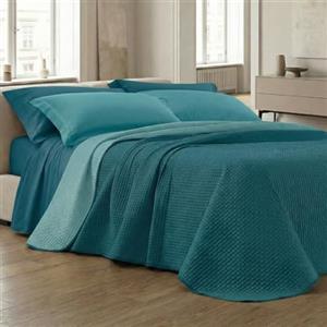 L'ANTICO ARCOLAIO - Copriletto Matrimoniale (80gr/m2) Trapunta Matrimoniale Primaverile Estiva Leggera in Microfibra, Trapuntino Estivo Matrimoniale Double Face 100% Made in Italy (Oceano/Verde Acqua)