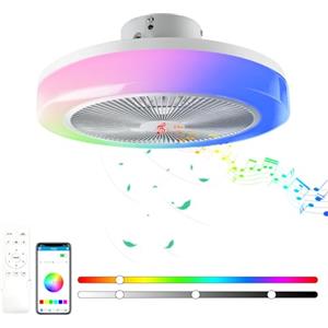 TOPBOS Plafoniera LED con Ventilatore Timer Silenzioso Ventilatore da Soffitto Musicale RGB Moderno con illuminazione e Telecomando &APP, Ventilatore LED Dimmerabile per Camera da Letto Soggiorno
