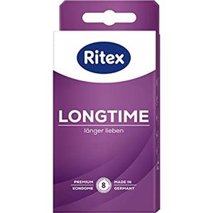 Ritex Longtime Preservativi - più a lungo - con doppio anello per gioco d'amore particolarmente lungo, 8 pezzi, Made in Germany
