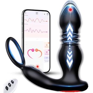 Eherson Prostata Vibratore Anale Plug Analesex con Anello per Pene, 3 in1 AI-Chat Anal Plug Vibratore per Uomo Sex Toys, Anello Vibrante per il pene con 7 Modalità, Sex Toys Uomo Plug Anale Vibrante