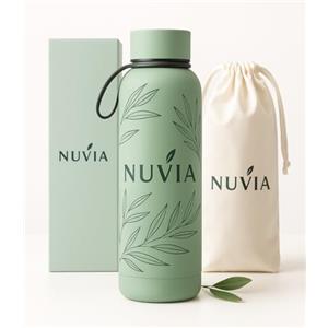 NUVIA Borraccia Termica Lifestyle - Mantiene Caldo e Freddo - Senza Odore - Zero perdite - 500ml - Con Sacca in Tessuto fatta a mano - Design Italiano Nuvia