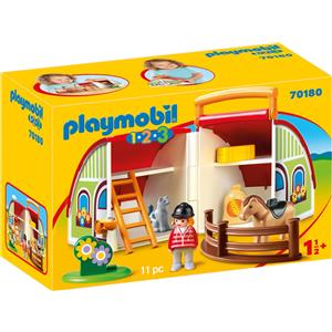 Playmobil 1.2.3 70180 Maneggio Portatile con Cavallo e Cavaliere