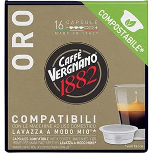 Caffè Vergnano 1882 Capsule Compostabili Arabica e Robusta - 16pz Compatibili A Modo Mio