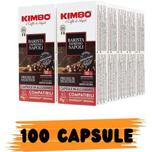 Kimbo Capsule Caffè Barista Espresso Napoli in Alluminio - Confezione da 10 Capsule Compatibili Nespresso