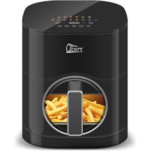 Uten Doppia Resistenza Friggitrice ad Aria 5,5 L con Finestra, Schermo Colori, 14 Menu Preimpostati, Avvio Ritardato, Filtro dell'olio, 2 Resistenza Controllare Indipendente, Cibo Senza Capovolgimento