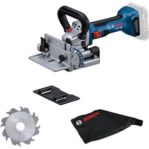 Bosch GFF 18V-22 - Fresa universale a batteria con fresa laterale Ø 105 mm, sacchetto raccoglipolvere e piastra con clip