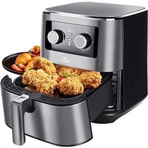 Uten Friggitrice ad Aria Calda 5,5 Litri, Friggitrice Senza Olio XXL, Acciaio Inossidabile, 1700W Air Fryer, Timer e Temperatura Regolabile, PFOA e BPA Free