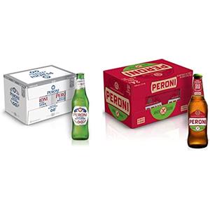 Peroni Nastro Azzurro 0.0 Birra Analcolica Premium Lager, Cassa Birra con 24 Birre in Bottiglia da 33 cl, 7.92 L & Peroni Birra Senza Glutine, Cassa Birra con 24 Birre in Bottiglia da 33 cl, 7.92 L