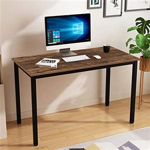 sogesfurniture BHEU-AC3FB-120 - Scrivania per computer, da ufficio, in legno e acciaio, facile da montare, 120 x 60 x 75 cm, colore marrone e nero