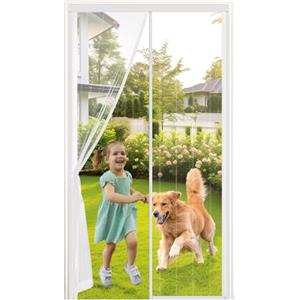 MYCARBON Zanzariera Magnetica Porta Finestra Doppia Adesione Magneti Potenti Tenda Magnetica Anti-Zanzare con Lacci Laterali(100x230 Bianco)