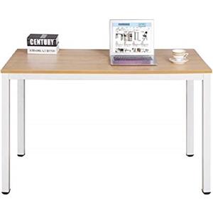 sogesfurniture Scrivanie 100x60cm Tavolo per Computer Ufficio Postazioni di Lavoro Scrivania PC Tavolo da Pranzo Moderno in Acciaio Legno, Teak & Bianco AC3TW-100-SF