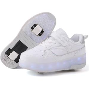 Rolltongoz Scarpe Ragazza da Ragazzo con Ruote, Scarpe con luci,2 in 1 per Bambini, con rotelle, per Skateboard, Sneakers