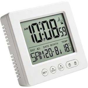 HENGBIRD Radiosveglia digitale con 2 sveglia e luce notturna, sveglia digitale, calibrazione automatica del tempo, doppio allarme con snooze, visualizzazione della temperatura del calendario, 12 H/24