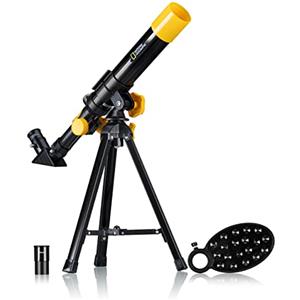 NATIONAL GEOGRAPHIC Telescopio da tavolo 40/400 per bambini con montaggio AZ, 2 oculari, bussola integrata e supporto per smartphone, nero, 9140400