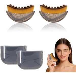 SYTTNUM Spazzola Viso Per Il Contorno Linfatico Massaggiatore Linfatico Per Viso,Spazzola Viso a Secco Per Alleviare Con l'Affaticamento Strumento Per Massaggio e Dry Brushing (2 Brown)