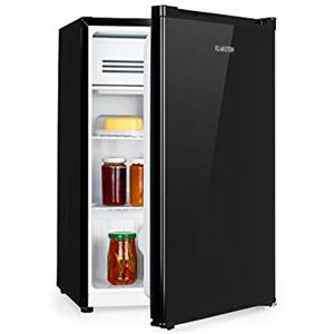 KLARSTEIN Delaware - Frigorifero, 76 Litri, Classe di Efficienza Energetica E, 2 Ripiani in Vetro Flessibile, Vano Congelatore/Freezer: 4 Litri, Vano Bottiglie Fino a 2 Litri, Nero