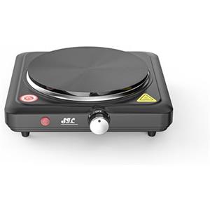 S.I.C SIC Fornello elettrico portatile a una piastra, piano cottura portatile, in ghisa, temperatura regolabile. Per campeggio,viaggio, cucina all'aperto (Nero, 1500W)