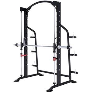 Gorilla Sports® Power Rack - con Bilanciere, capacità Max 300kg, Supporto Dischi Pesi, Ø 25mm / 50mm, Acciaio - Multifunzione, Stazione, Gabbia, Squat, Sollevamento, Allenamento, Palestra, Fitness