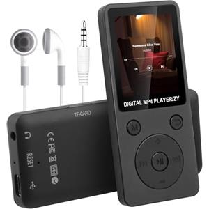 Wowsofty Lettore MP3 con Bluetooth da 64 GB,lettore audio digitale MP3 con altoparlante schermo,Radio FM, Registratore Vocale, Design Mini, Espandibile fino a 128GB (nero)