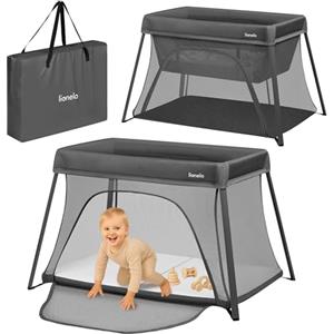 lionelo Alice Lettino da Viaggio 3 in 1 - Culla Co-Sleeping e Box Gioco in rete 104×70 cm da 0 a 15 kg con Materasso in Schiuma, 2 Livelli, Compatto, Pieghevole, Entrata Laterale, Borsa da Viaggio