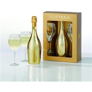Bottega Confezione Glamour Gold - 1 Gold Prosecco DOC 750ml & 2 Calici Riviera