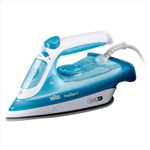 Braun FreeStyle3 FI3144BL Ferro da Stiro con 5 Anni di Assistenza, Risparmio Energetico, Tecnologia FreeGlide 3D, vapore 170g/min, AutoSpegnimento, Serbatoio acqua 270ml, 2400W,manico aperto, Blu