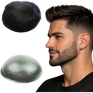 N.L.W. Parrucca Uomo PU Toupet Pezzi di Capelli Umani Europei per Gli Uomini Sostituzione dei Capelli Sistema 8×10 Pollici Parrucche 0.06 Centimetri di Spessore Uomini Parrucca in Marrone Chiaro