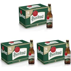 Pilsner Urquell Birra Pils, Cassa Birra Con 24 Birre In Bottiglia Da 33 Cl, 7.92 L, Gusto Pieno Intensamente Luppolato, Gradazione Alcolica 4.4% Vol (Confezione da 3)