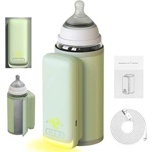 HOVCEH Scaldabiberon Portatile per Viaggi, HOVCEH 8000mAh Scaldabiberon Portatile Senza Fili, Riscaldamento Rapido Scaldalatte Ricaricabile USB, Display LCD Scalda Biberon Neonato con Luce Notturna