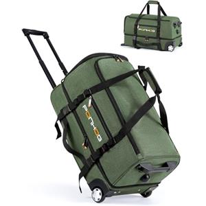 Ponhog Borsone da Viaggio con Ruote - Borsone Trolley con Ruote Impermeabile per Vacanze, 55cm, Verde