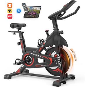 Kitopa Cyclette da Casa, Cyclette Professionale Magnetica con APP, Volano da 15 kg, Schermo Monitoraggio, Supporto Tablet, Capacità di Peso 150 kg