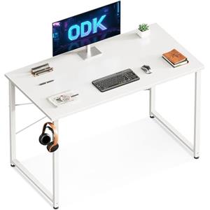 ODK Scrivania Ufficio, 100x48cm Piccola Scrivania，Tavolo Scrivania per Computer Domestico, Bianca