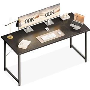 ODK Scrivania Ufficio, 140x50cm Piccola Scrivania，Tavolo Scrivania per Computer Domestico, Nero